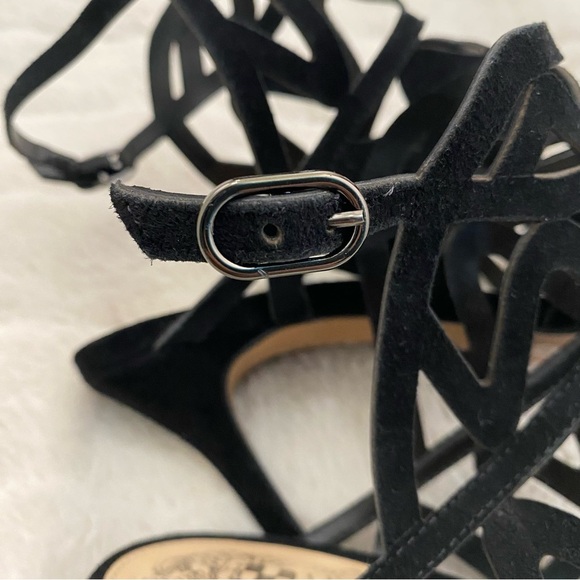 Vince Camuto Prisintha Leather Suede Black Cutout Cage Strappy Heels New Size 8 - Picture 6 of 12
